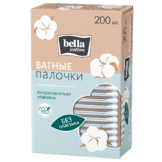 BELLA Ватные палочки с бумажными стиками в картонной коробке 200.0