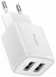 Зарядное устройство сетевое Baseus CCXJ010202 2*USB, 2.1A, 10.5W, белый