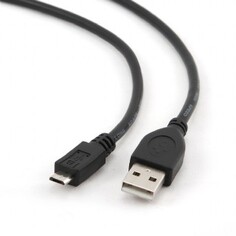 Кабель интерфейсный USB 2.0 Gembird AM/micro BM 5P CCP-mUSB2-AMBM-0.3M 0.3 м, Pro, позол.конт., черный, пакет