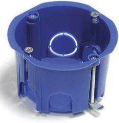 Коробка Ecoplast 44663 установочная для г/к D=68x45 мм с металл. Лапками, межцентр 71мм, синий IP20