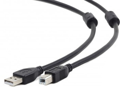 Кабель интерфейсный USB 2.0 Cablexpert AM/BM 3 м, Pro, экран, 2 феррит.кольца, черный, пакет