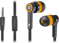 Гарнитура проводная Defender Pulse 420 63420 для смартфонов, черный/оранжевый, вставки