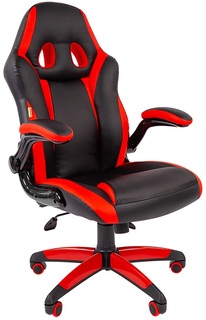 Кресло игровое Chairman game 15 чёрный/красный, экокожа, регулируемый угол наклона, механизм качания