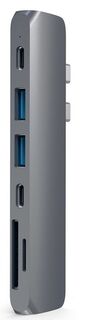 Концентратор USB 3.0 Satechi ST-CMBPM aluminum Pro Hub для Macbook Pro (USB-C), HDMI/Thunderbolt 3/USB Type-C/SD/microSD/2 x USB 3.0, серый космос