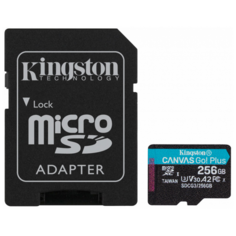 Карта памяти MicroSDXC 256GB Kingston SDCG3/256GB UHS-II Class U3 V30 A2, чтение: 170Мб/с, запись: 90Мб/с, с адаптером