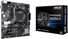 Материнская плата mATX ASUS PRIME A520M-K (AM4, AMD A520, 2*DDR4(4600), 4*SATA 6G RAID, M.2, 3*PCIE, 7.1CH, Glan, 6*USB 3.2, D-Sub/HDMI)