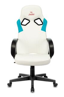 Кресло игровое Бюрократ ZOMBIE RUNNER WHITE цвет белый/голубой, искусственная кожа, крестовина пластик