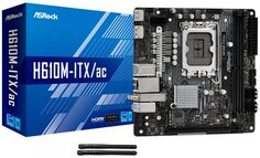 Материнская плата mini-ITX ASRock H610M-ITX/AC (LGA1700, H610, 2*DDR4(3200), 4*SATA 6G, M.2, PCIE, 7.1CH, Glan, WiFi, BT, 2*USB 3.2, HDMI/DP)