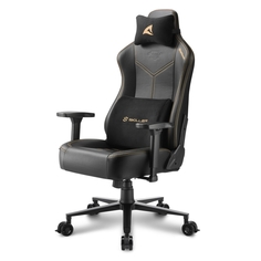 Кресло игровое Sharkoon SGS30-BK/BG чёрно-бежевое, до 130кг (синтетическая кожа, регулируемый угол наклона, механизм качания)