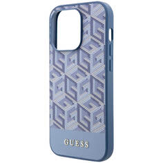 Чехол Guess для iPhone 15 Pro G Cube Hard MagSafe голубой