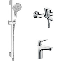 Комплект смесителей Hansgrohe Focus с душевым гарнитуром, хром (31940000, 31607000, 26275000)