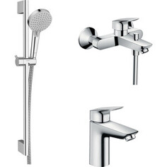 Комплект смесителей Hansgrohe Logis с душевым гарнитуром (71400000, 71107000, 26275000)