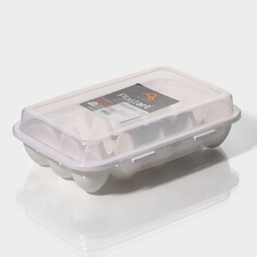 Контейнер для хранения яиц, 15 ячеек, 27×18,5×7,5 см, цвет белый NO Brand