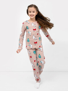 Хлопковая пижама для девочек (лонглсив и брюки) Mark Formelle