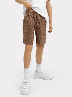 Тканевые шорты для мальчиков коричневые с принтом Mark Formelle