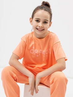 Хлопковая футболка в персиковом цвете с принтом Mark Formelle