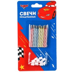Набор свечей незадуваемые для торта, 10 шт, тачки Disney