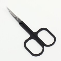 Ножницы маникюрные, узкие, загнутые, с прорезиненными ручками, 9 см, цвет серебристый/черный Queen Fair