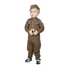 Костюм военного для мальчика: гимнастерка, галифе, пилотка, трикотаж, хлопок 100%, рост 86 см, 1–2 года Страна Карнавалия