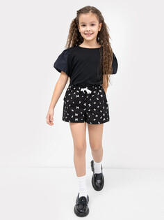 Хлопковый джемпер с объемными рукавами черного цвета для девочек Mark Formelle