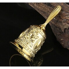 Колокольчик металлический с гравюрой, 11.3 х 5.4 см, золото NO Brand