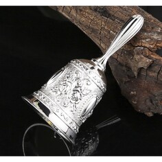 Колокольчик металлический с гравюрой, 11.3 х 5.4 см, серебро NO Brand