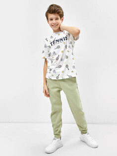 Утепленные брюки-джоггеры пыльно-зеленого цвета для мальчиков Mark Formelle