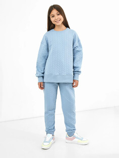 Спортивные брюки из капитона для девочки серо-голубого цвета Mark Formelle