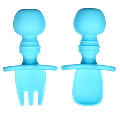 Набор детских столовых приборов, вилка, ложка, цвет голубой NO Brand