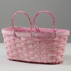 Корзина плетеная, 26 х 13 х 11 см, розовая, бамбук NO Brand