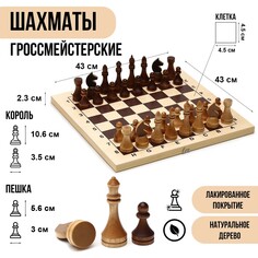 Шахматы деревянные гроссмейстерские, турнирные 43 х 43 см, король h-10.6 см, пешка h-5.6 см NO Brand