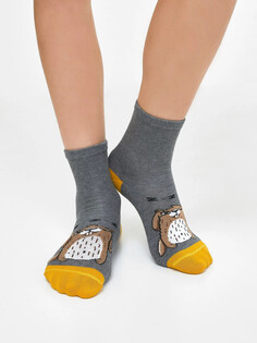 Высокие детские носки темно-серого цвета с изображением сурка Mark Formelle
