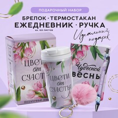 Подарочный набор: термостакан, ежедневник а6, 120 л., брелок, ручка NO Brand