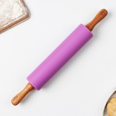 Скалка bakery, 31 х 4 см, силикон, дерево, цвет фиолетовый Дорого внимание