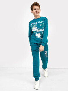 Теплые брюки изумрудного цвета с печатью для мальчиков Mark Formelle