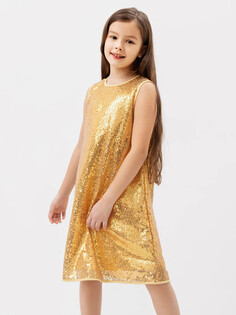 Нарядное платье без рукавов в золотистые пайетки для девочек Mark Formelle