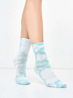 Высокие женские носки мятно-белого цвета в технике фаст-дай Mark Formelle