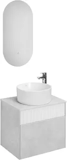 Комплект мебели светло-серый/белый матовый 60 см Акватон Марбл 1A276101MH4C0 + 732700C000 + 1A256402A1010