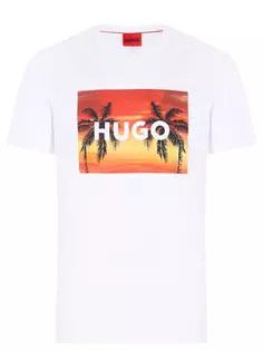 Футболка хлопковая с принтом Hugo