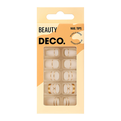 Набор накладных ногтей с клеевыми стикерами DECO. BEAUTY matte gold 24 шт + клеевые стикеры