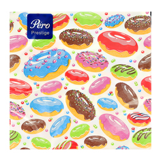 Салфетки бумажные PERO PRESTIGE трехслойные Сладкие пончики 20 шт ПЕРО