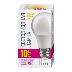 Лампа светодиодная E27, 10 Вт, 75 Вт, груша, 2700 К, свет теплый белый, Онлайт