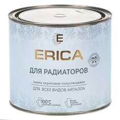 Эмаль Erica, для радиаторов, термостойкая, акриловая, полуглянцевая, белая, 1.8 кг