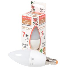Лампа светодиодная E14, 7 Вт, 55 Вт, свеча, 3000 К, мягкий теплый, TDM Electric, Народная