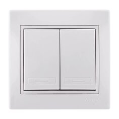 Выключатель скрытой установки, двухклавишный, без заземления, керамика, белый, со вставкой, Lezard, Mira, 701-0202-101