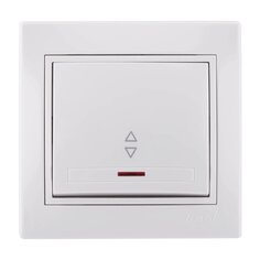 Выключатель скрытой установки, одноклавишный, без заземления, керамика, подсветка, белый, проходной, со вставкой, Lezard, Mira, 701-0202-114