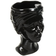 Кашпо керамика, черное, Голова Наоми 1 Сорт, 10001267