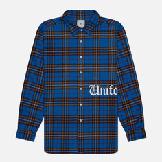 Мужская рубашка uniform experiment Flannel Check Gothic Logo Baggy, цвет синий, размер XL