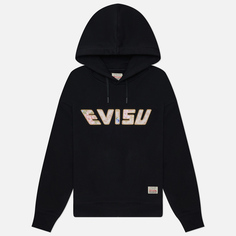 Женская толстовка Evisu Kamon & Floral AO Logo Cropped Hoodie, цвет чёрный, размер XS