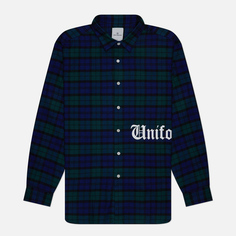 Мужская рубашка uniform experiment Flannel Check Gothic Logo Baggy, цвет зелёный, размер S